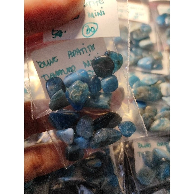 CHEFFY Blue Apatite Crystal Gemstone Mini Tumbled SOLD PER PACK