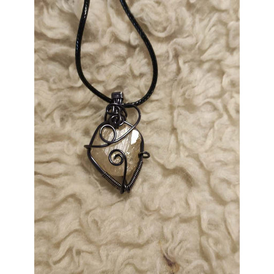 CHEFFY Wire Wrapped Citrine Lemon Pendant Crystal Gemstone