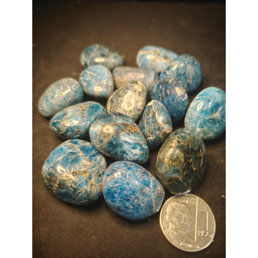 CHEFFY Blue Apatite Crystal Tumbled Gemstone