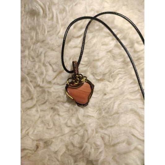 CHEFFY Wire Wrapped Red Agate Pendant Crystal Gemstone