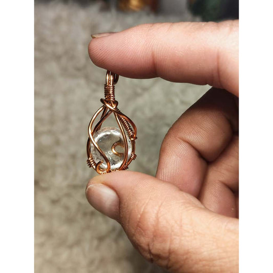 CHEFFY Wire Wrapped Ice Clear Quartz Pendant Crystal Gemstone