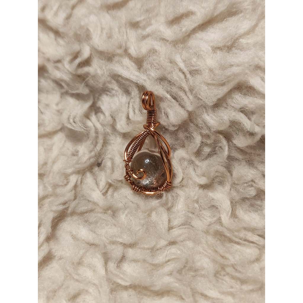 CHEFFY Wire Wrapped Ice Clear Quartz Pendant Crystal Gemstone