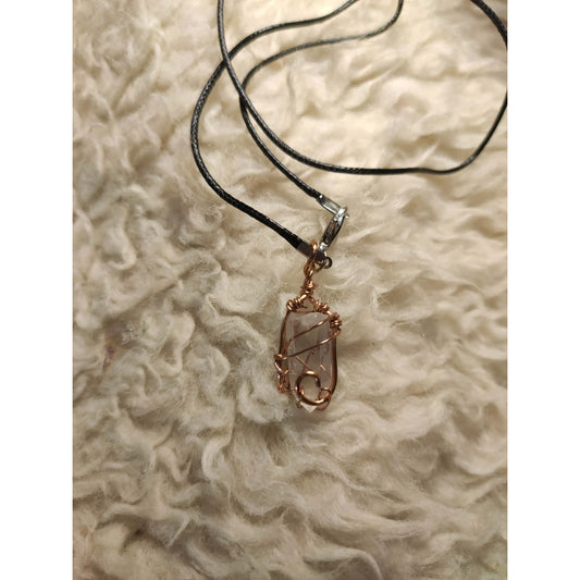 CHEFFY Wire Wrapped Clear Quartz Pendant Crystal Gemstone