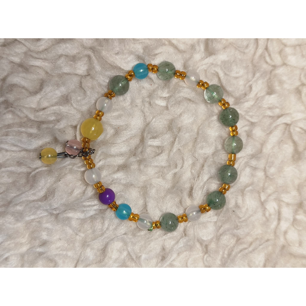 CHEFFY Rainbow Fluorite Crystal Bracelet 5mm | Natural Gemstone