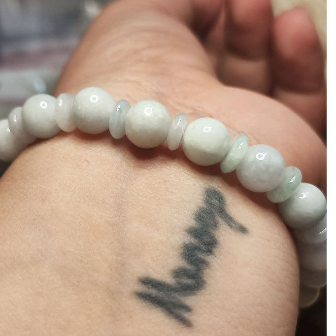CHEFFY Authentic Jade Bracelet 8.3mm Beaded Stretch Bracelet (#2 )