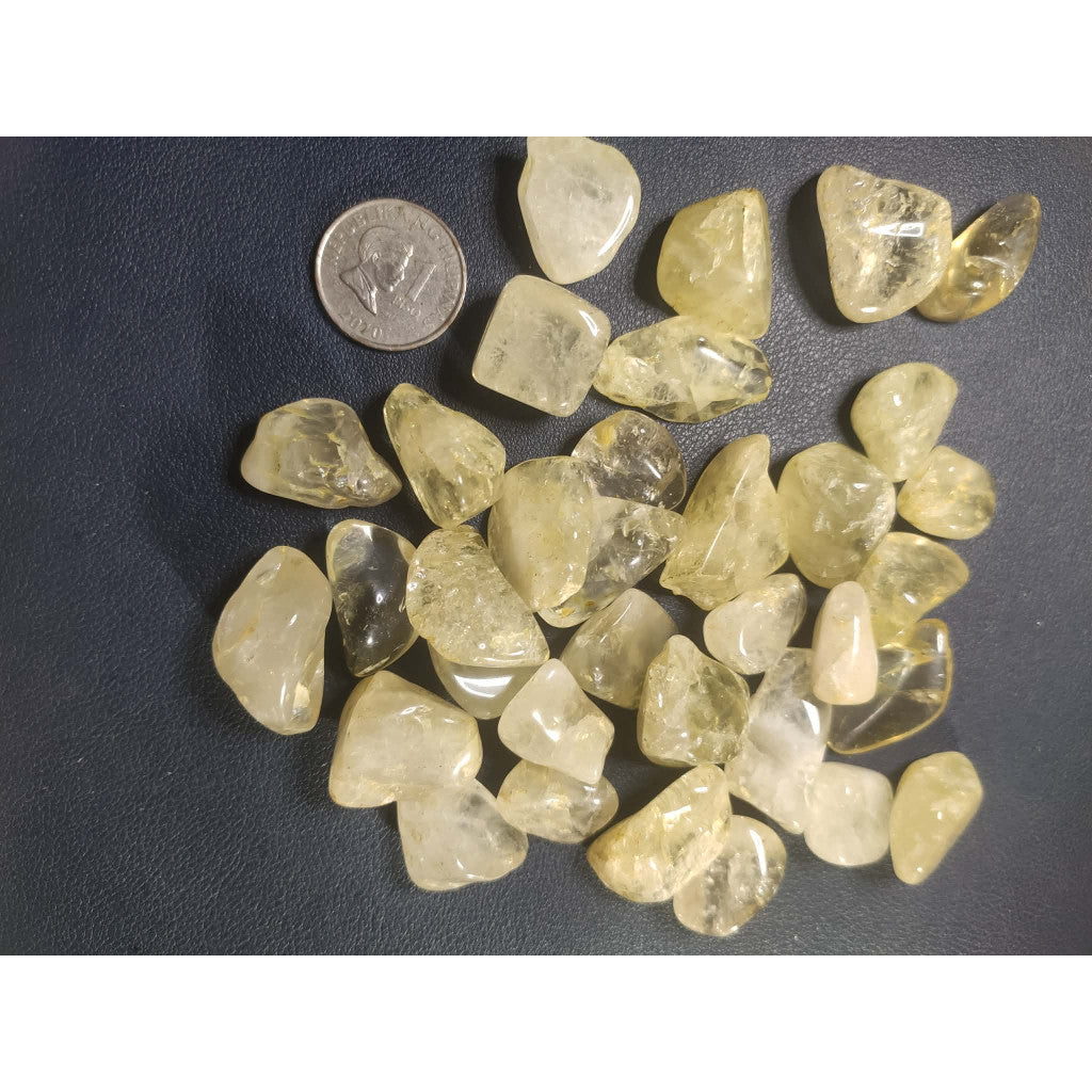 CHEFFY Citrine Lemon Yellow Crystal Tumbled freeform Gemstone
