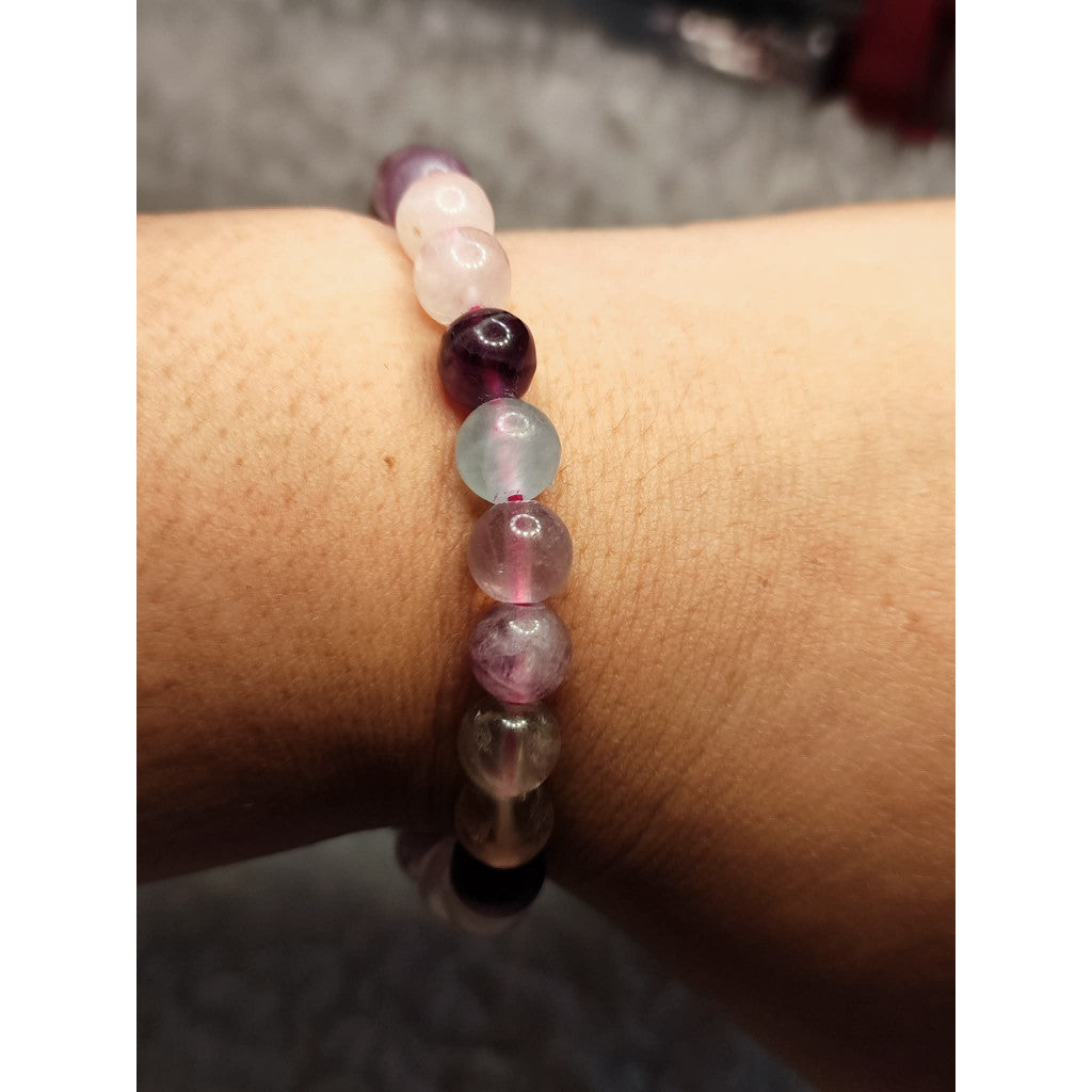 CHEFFY Natural Rainbow Fluorite Crystal Bracelet