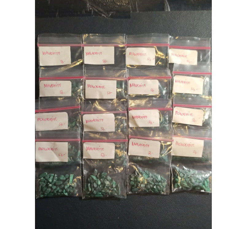 CHEFFY Malachite Gravel Crystals Gemstones SOLD PER PACK ( 5grms )