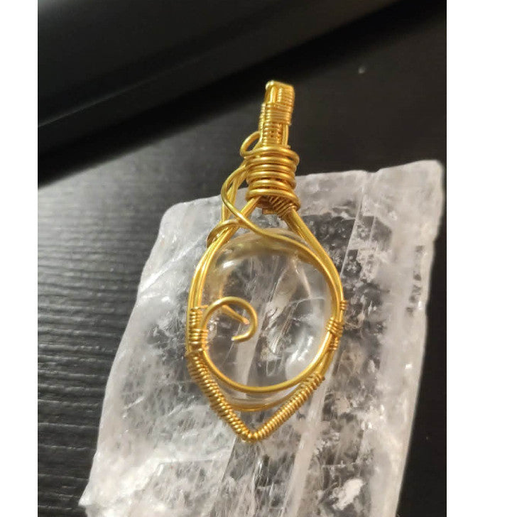 CHEFFY Ice Clear Wire Wrap Pendant