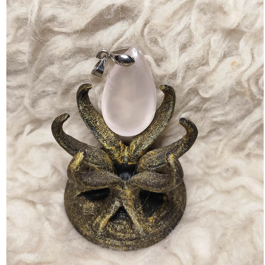 CHEFFY | Genuine Rose Quartz Teardrop Pendant | Natural Crystal Necklace Charm with Bail