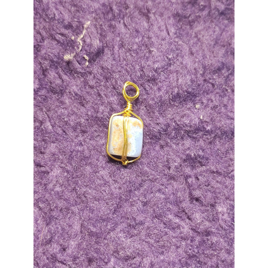CHEFFY Wire Wrapped Blue LaceTumbled Pendant Crystal Gemstone