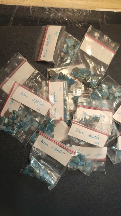 CHEFFY Blue Apatite Gravel Crystal Gemstone SOLD PER PACK (5grms )