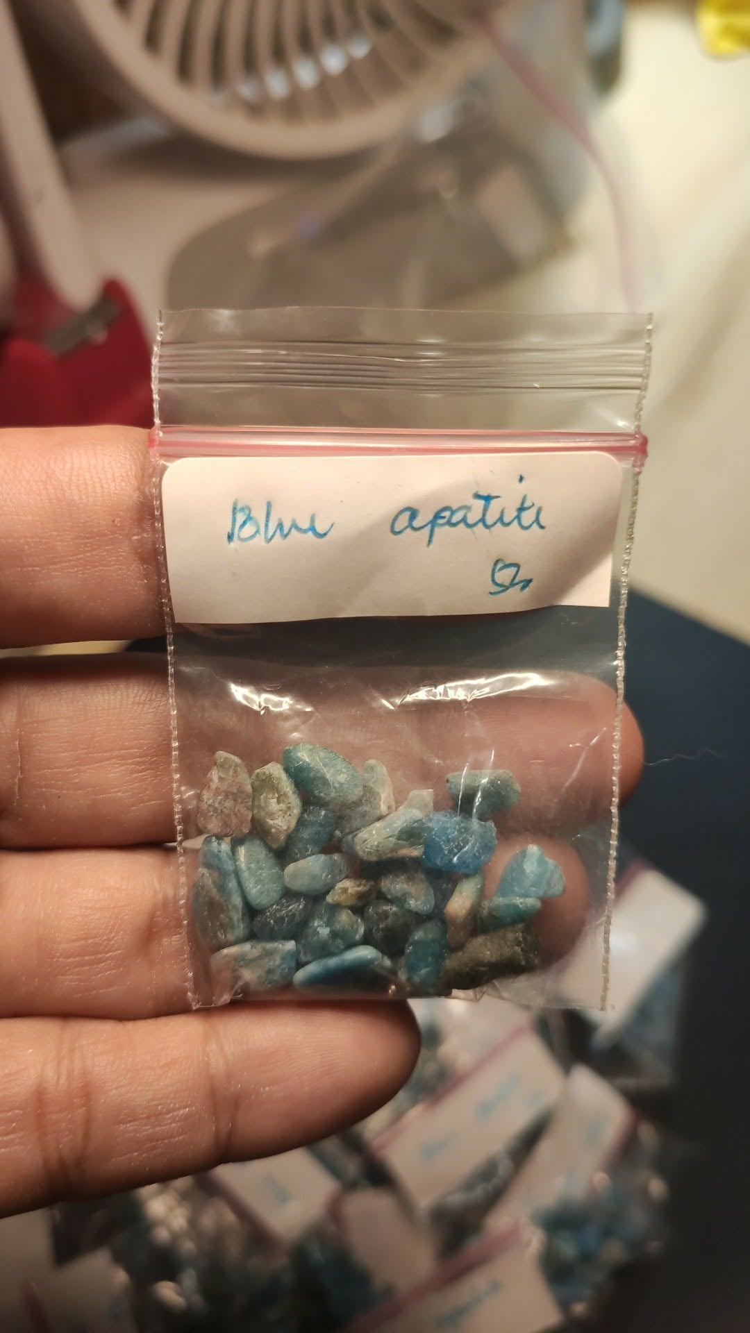 CHEFFY Blue Apatite Gravel Crystal Gemstone SOLD PER PACK (5grms )