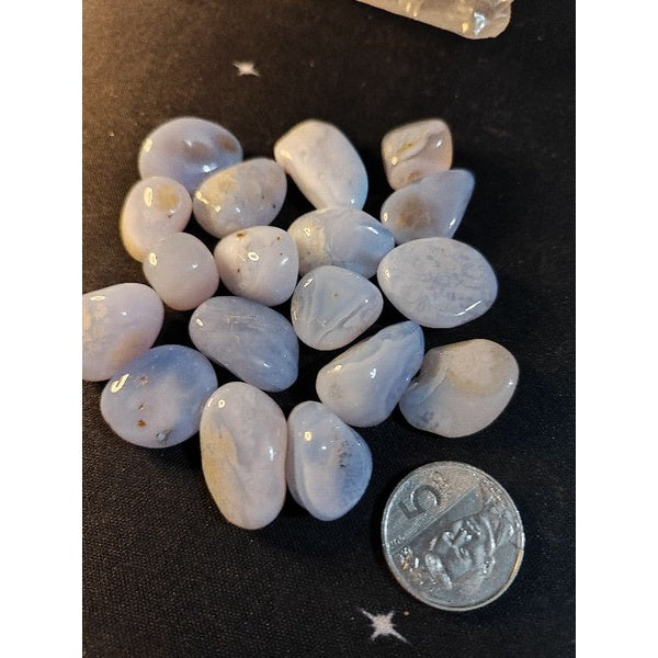 CHEFFY Blue Lace Agate Crystal Gemstone Tumbled