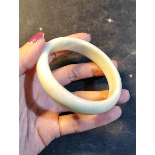 CHEFFY White Soapstone Bangle Crystal Gemstone #12
