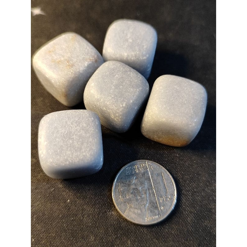 CHEFFY Angelite Tumbled Cube Crystal Gemstone
