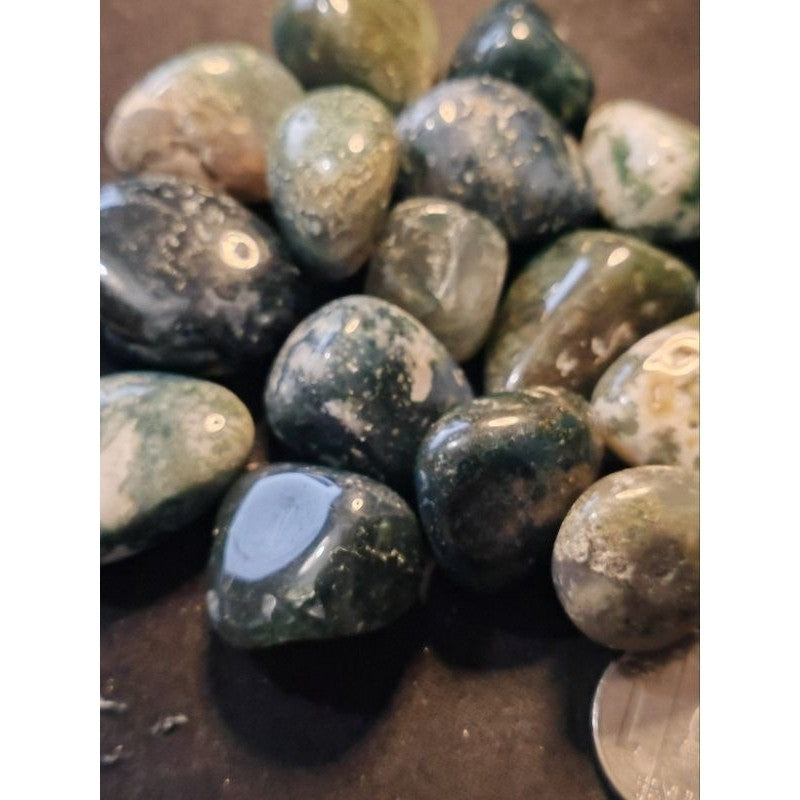 CHEFFY Moss Agate Tumbled Crystals Gemstones