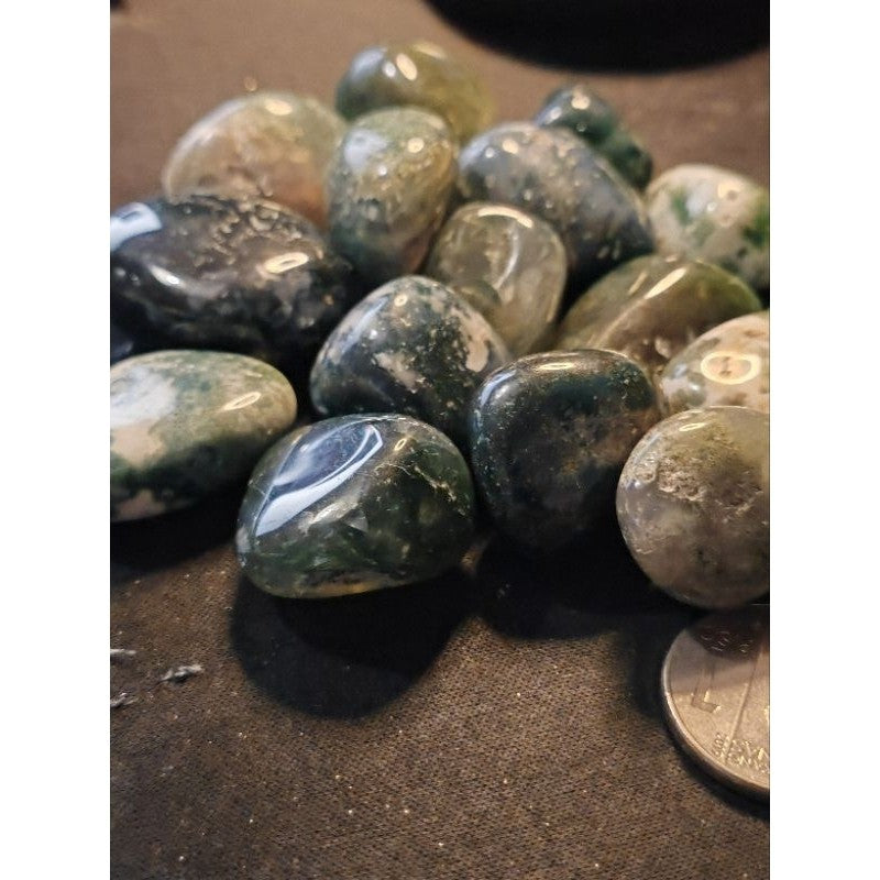 CHEFFY Moss Agate Tumbled Crystals Gemstones