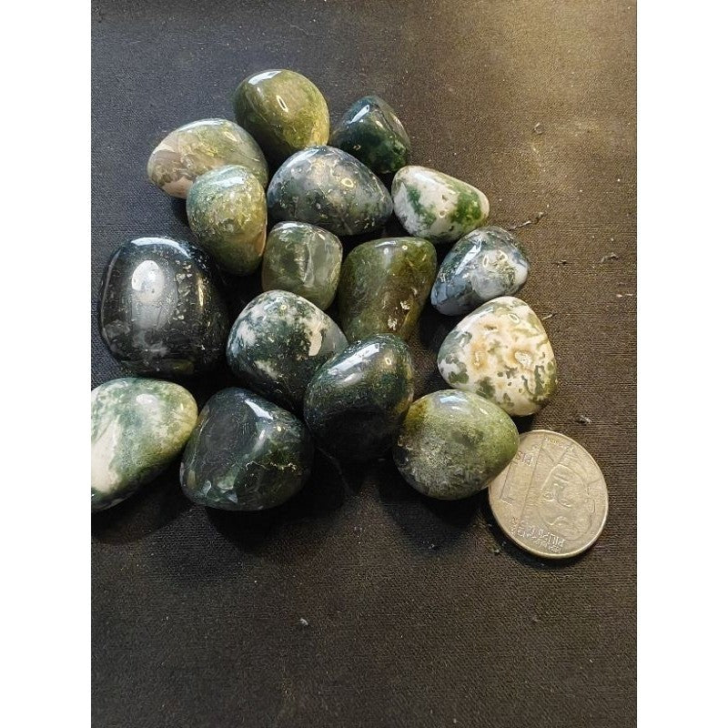 CHEFFY Moss Agate Tumbled Crystals Gemstones