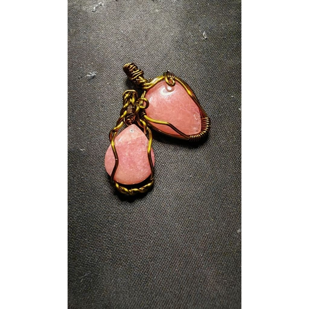 CHEFFY Rhodochrosite Wire Wrapped Pendant Crystal Gemstone