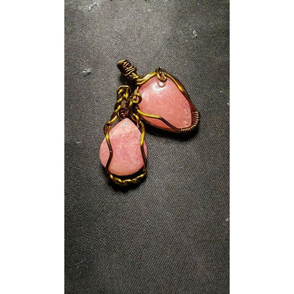 CHEFFY Rhodochrosite Wire Wrapped Pendant Crystal Gemstone