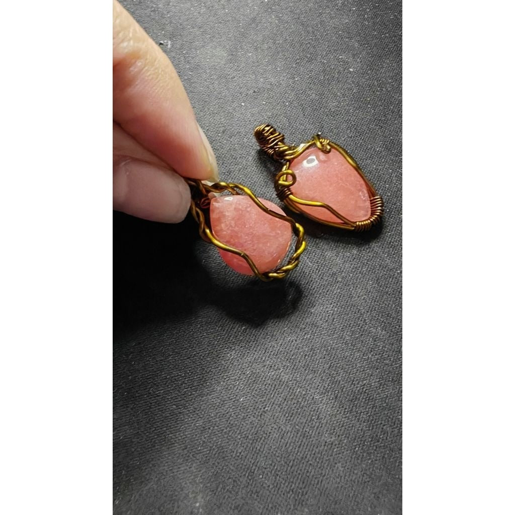 CHEFFY Rhodochrosite Wire Wrapped Pendant Crystal Gemstone