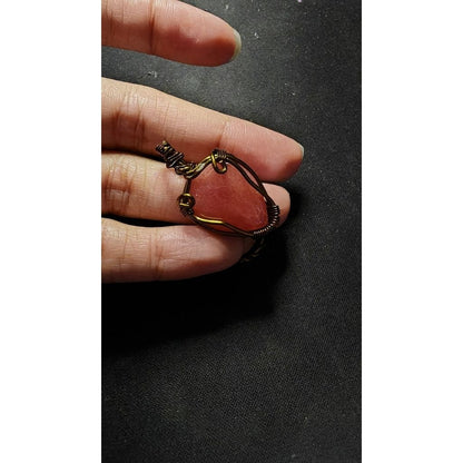 CHEFFY Rhodochrosite Wire Wrapped Pendant Crystal Gemstone