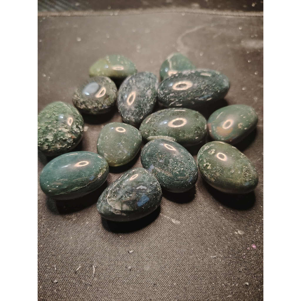 CHEFFY DARK Moss Agate Tumbled Crystals Gemstones
