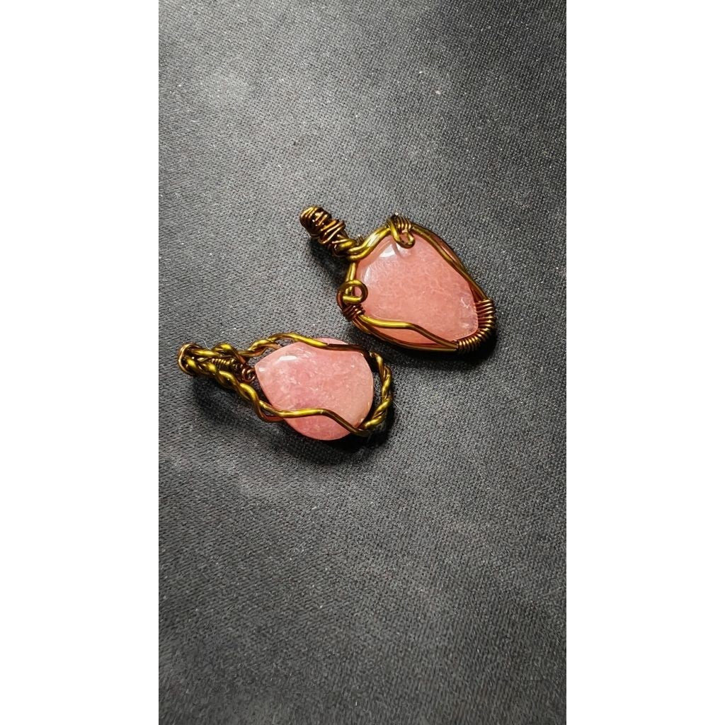 CHEFFY Rhodochrosite Wire Wrapped Pendant Crystal Gemstone