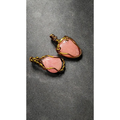 CHEFFY Rhodochrosite Wire Wrapped Pendant Crystal Gemstone