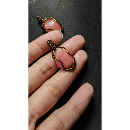 CHEFFY Rhodochrosite Wire Wrapped Pendant Crystal Gemstone