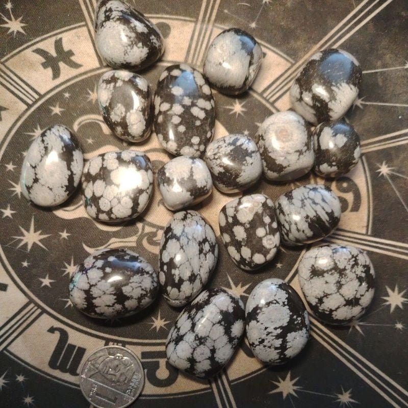 CHEFFY Snowflake Obsidian Tumbled Crystal Gemstone