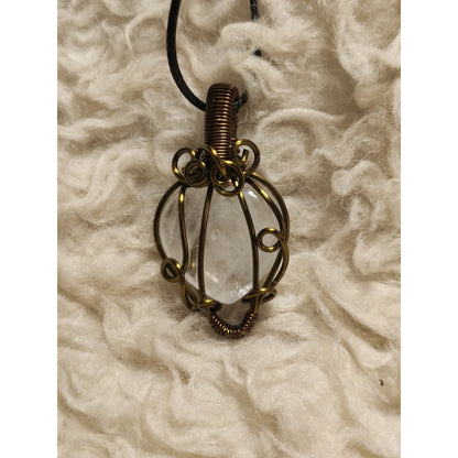 CHEFFY Wire Wrapped Heart Clear Quartz  Pendant Crystal Gemstone