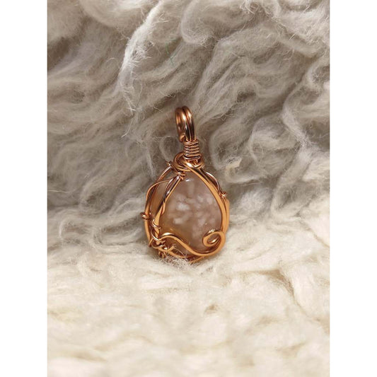 CHEFFY Wire Wrapped Sakura Agate S Pendant Crystal Gemstone