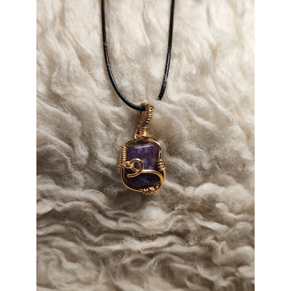 CHEFFY Wire Wrapped  S Charoit Pendant Crystal Gemstone