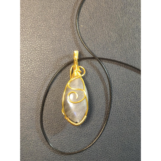 CHEFFY Wire Wrapped Labradorite Pendant Crystal Gemstone