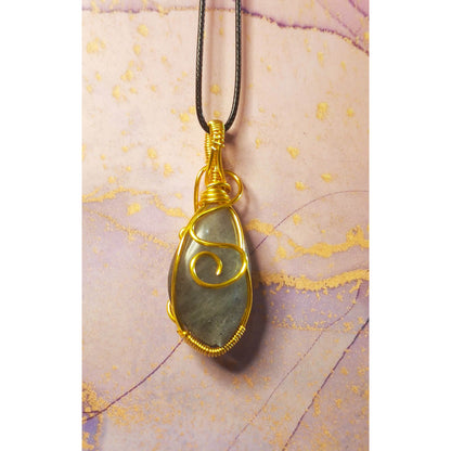 CHEFFY Wire Wrapped Labradorite Pendant Crystal Gemstone