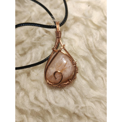 CHEFFY Wire Wrapped Sakura Agate Tumbled Pendant Crystal Gemstone