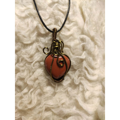 CHEFFY Wire Wrapped Red Jasper Pendant Crystal Gemstone