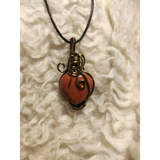 CHEFFY Wire Wrapped Red Jasper Pendant Crystal Gemstone