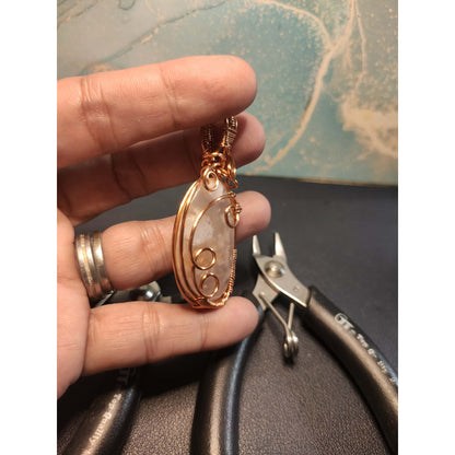 CHEFFY Wire Wrapped Sakura Agate Pendant Crystal Gemstone