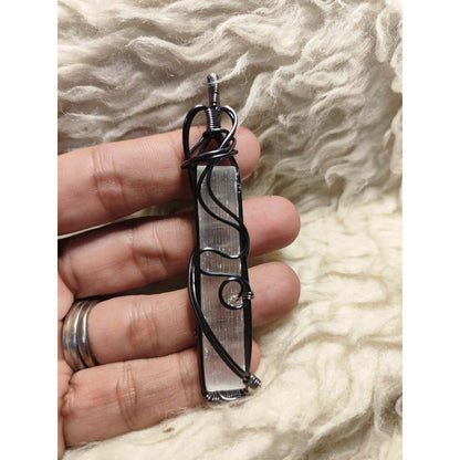 CHEFFY Wire Wrapped Satin Spar Pendant Crystal Gemstone