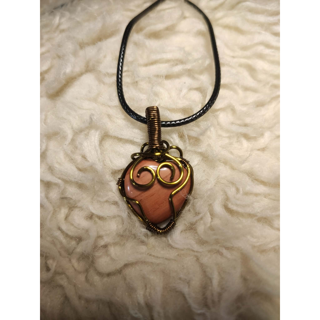 CHEFFY Wire Wrapped Red Agate Pendant Crystal Gemstone