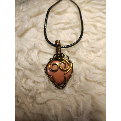CHEFFY Wire Wrapped Red Agate Pendant Crystal Gemstone
