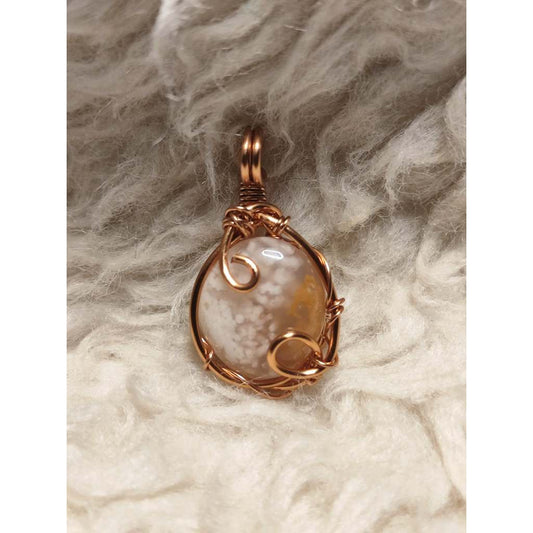 CHEFFY Wire Wrapped Sakura Agate S Pendant Crystal Gemstone