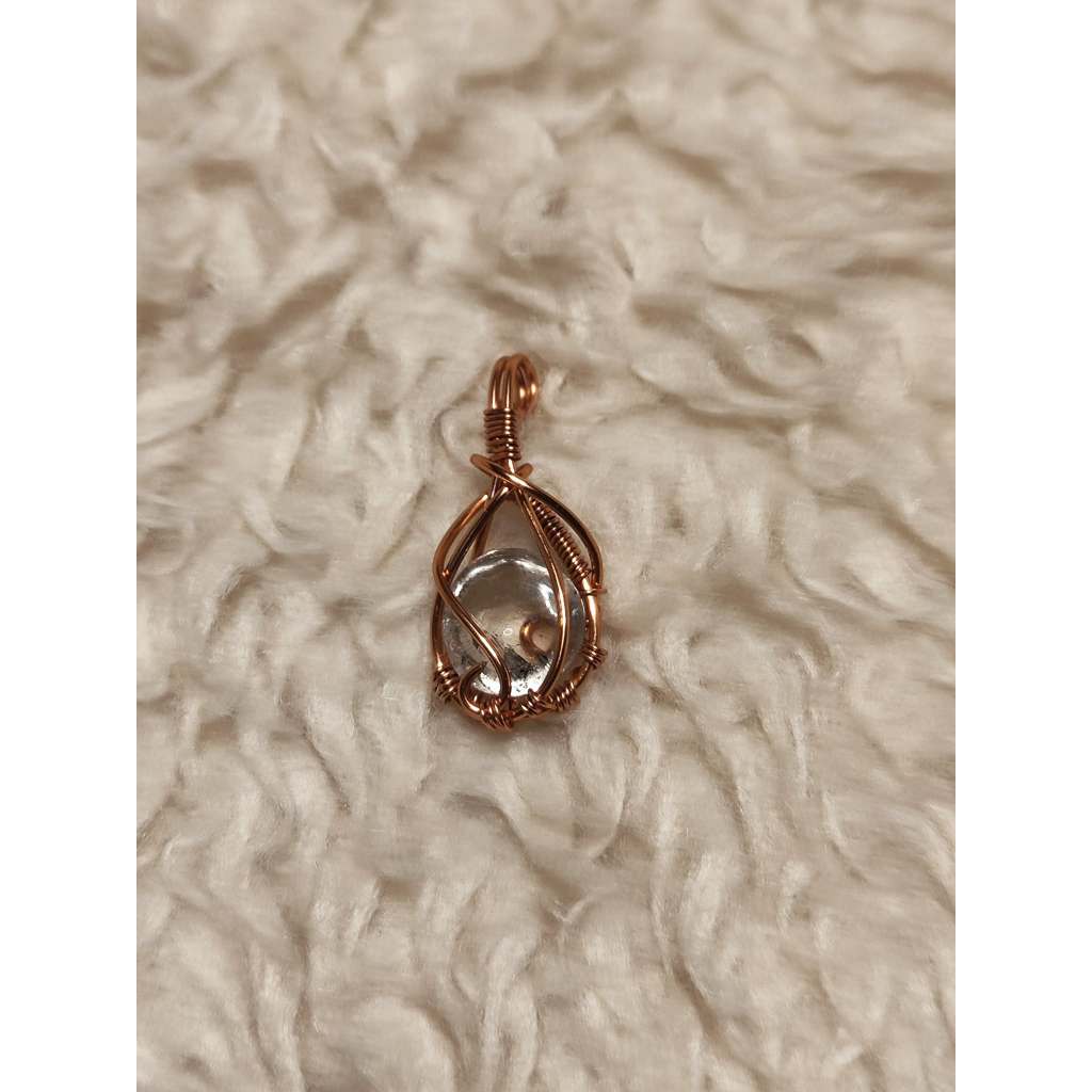 CHEFFY Wire Wrapped Ice Clear Quartz  Pendant Crystal Gemstone