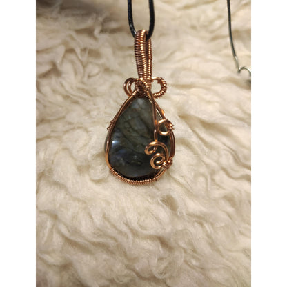 CHEFFY Wire Wrapped H.Q Labradorite Pendant Crystal Gemstone