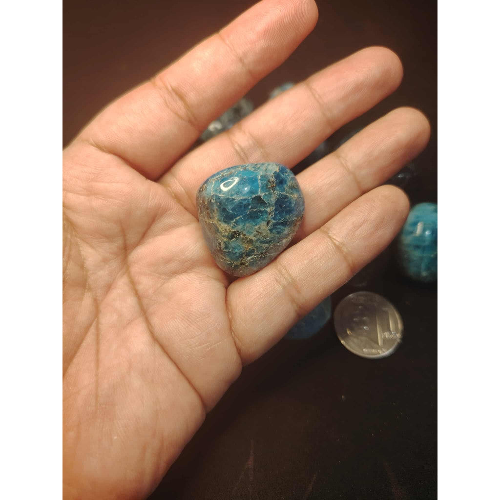 CHEFFY Blue Apatite Crystal Tumbled Gemstone