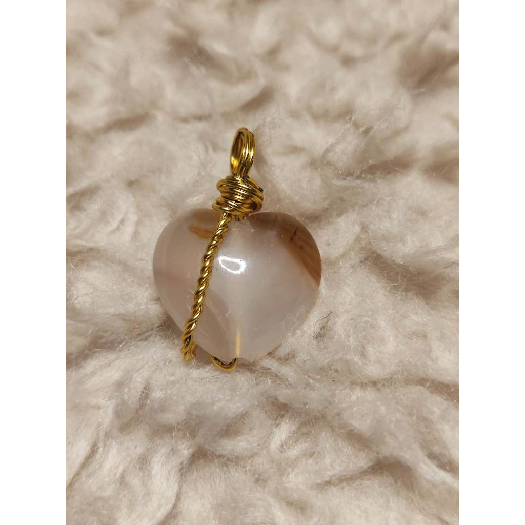 CHEFFY Wire Wrapped Agate Pendant Crystal Gemstone