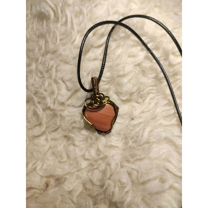 CHEFFY Wire Wrapped Red Agate Pendant Crystal Gemstone